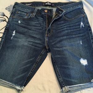 Hollister Dark Wash Distressed Denim Shorts